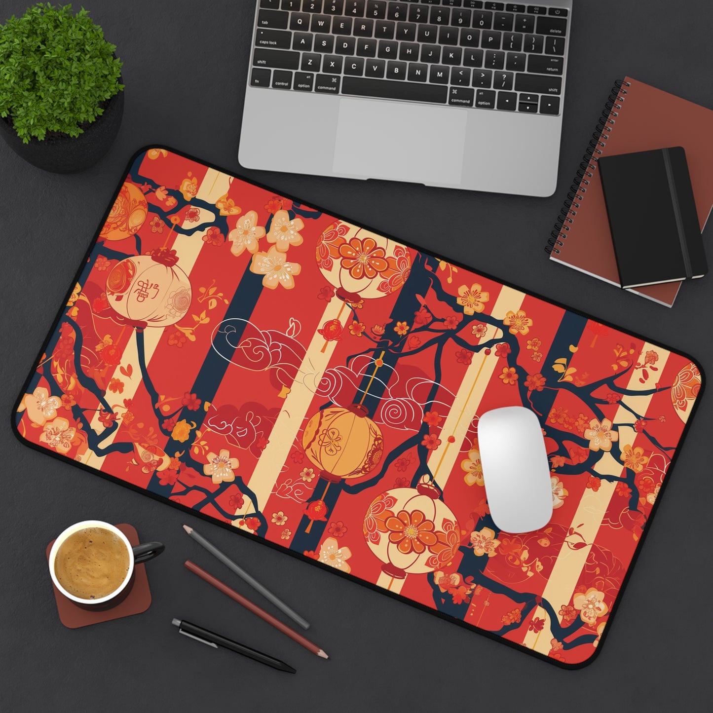 Asian Lantern Floral Mousepad, Gaming Mousepad, Large Mousepad, Keyboard Mouse Mat, Desk Pad for Work Game Home XL 3 Sizes