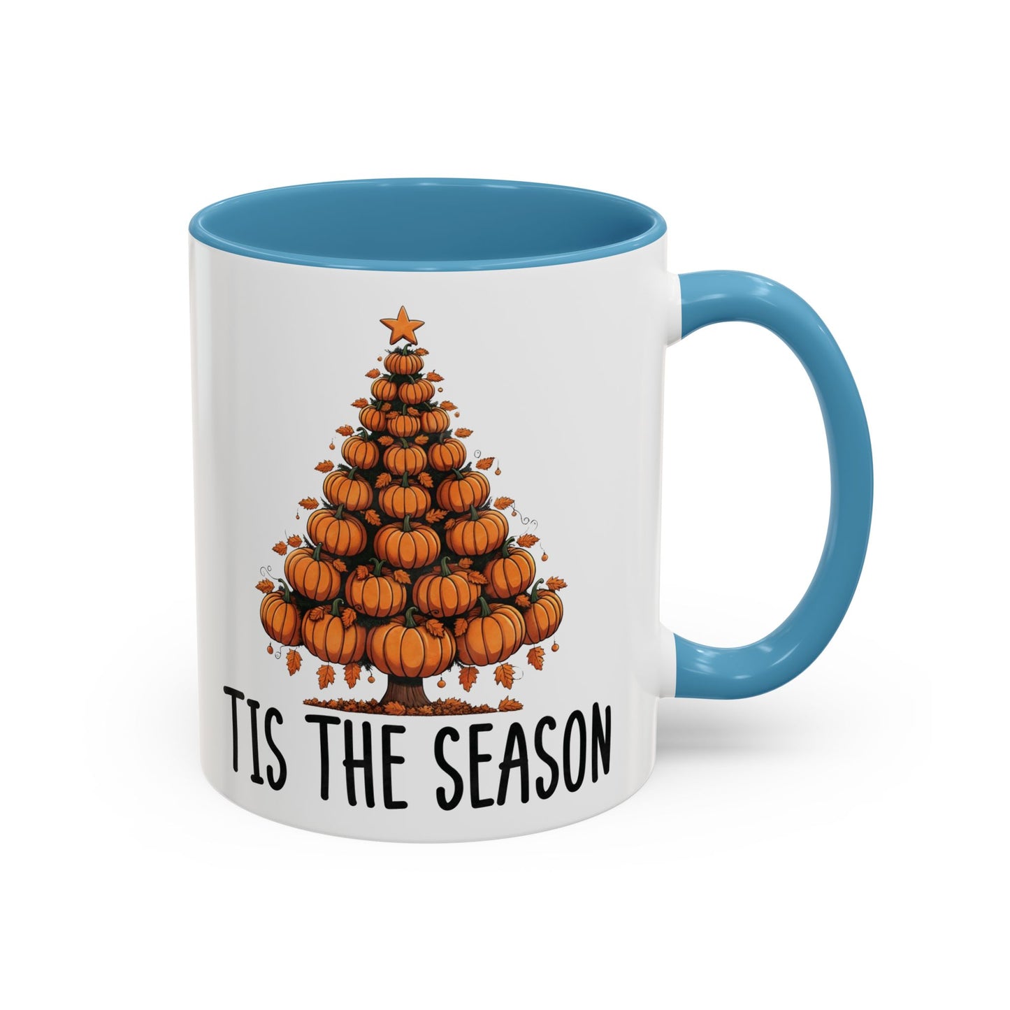 Tis the Season Pumpkin Tree Mug | 11oz and 15oz Ceramic Coffee Cup | Festive Fall & Holiday Design