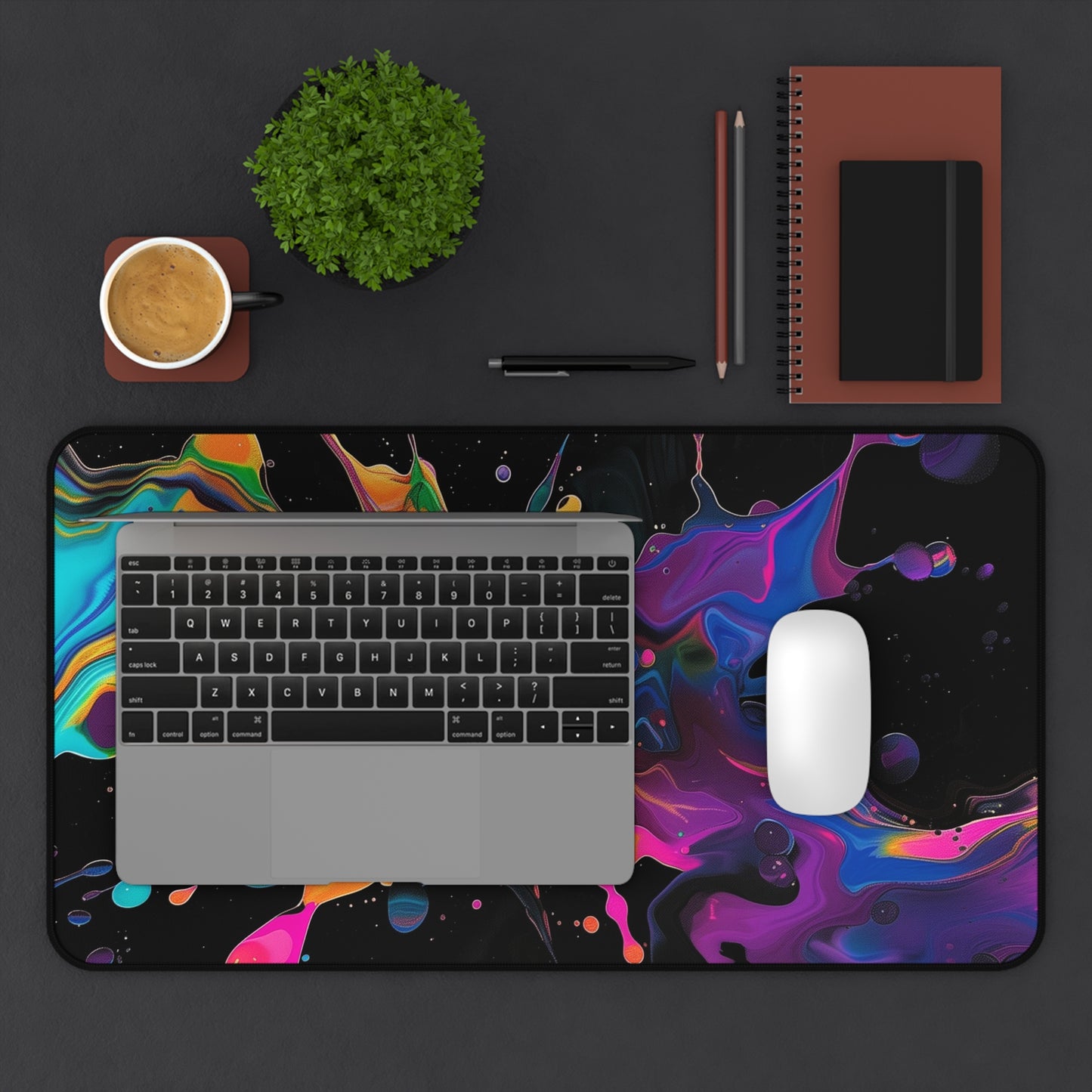 Abstract Paint Splash Desk Mat | Colorful Neoprene Mouse Pad | Anti-Slip Office Desk Mat | 3 Sizes Available