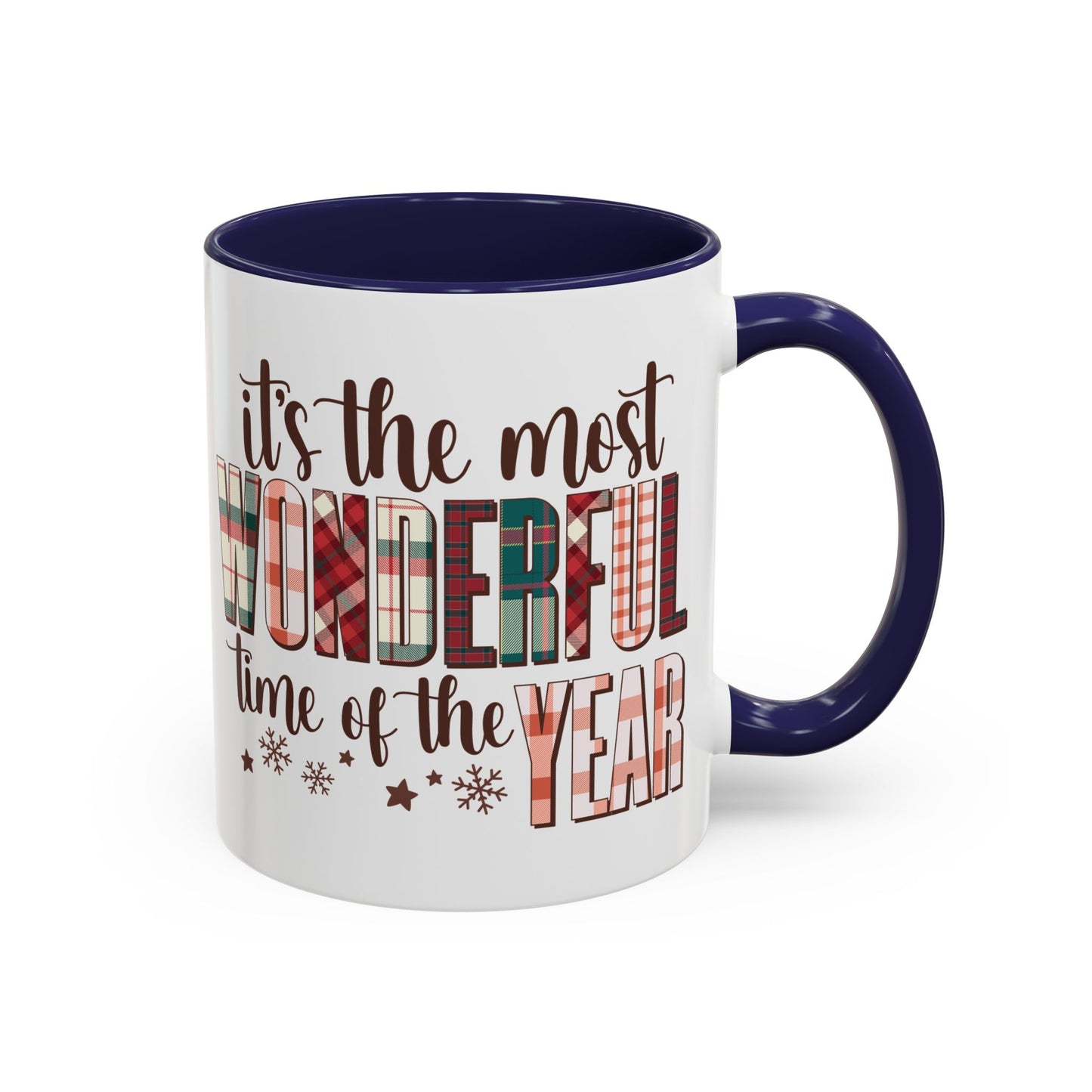 It's the Most Wonderful Time of the Year Christmas Mug | Plaid Text Holiday Design | Festive Winter Coffee Mug