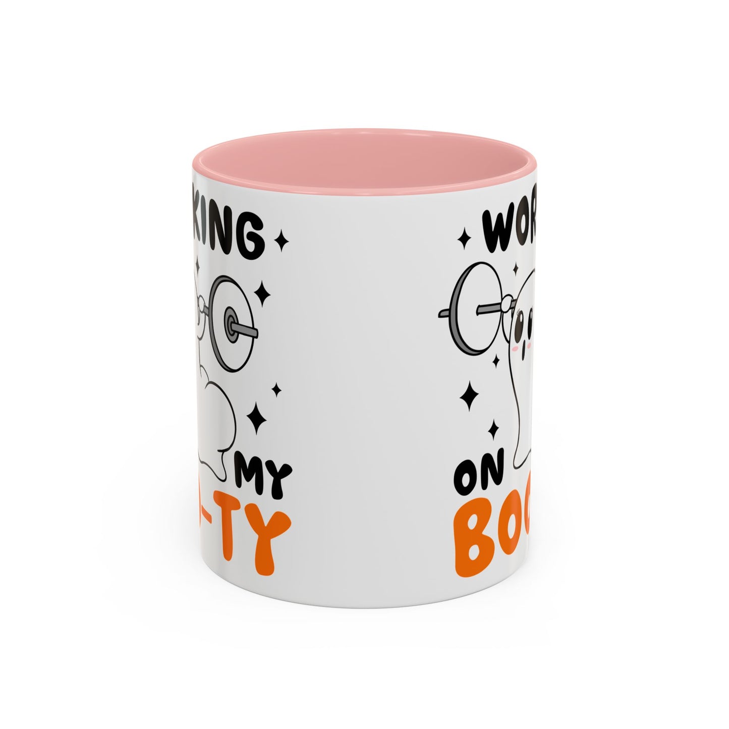 Working on My Boo-ty Halloween Ghost Mug | 11oz and 15oz Ceramic Coffee Cup | Fitness and Humor Design