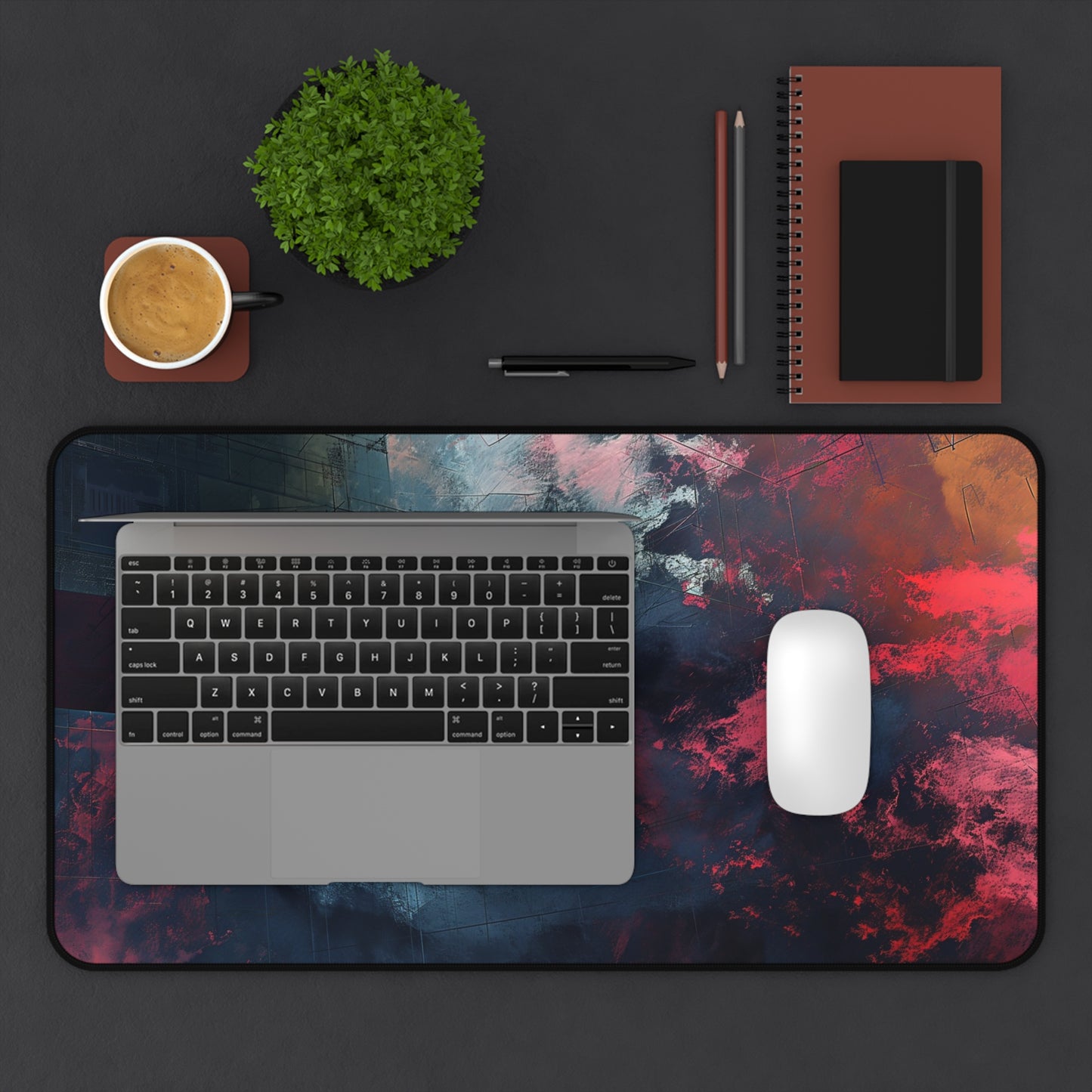 Abstract Geometric Computer Desk Mat | Modern Art Mouse Pad | Anti-Slip Neoprene Desk Mat for Home Office | 3 Sizes Available