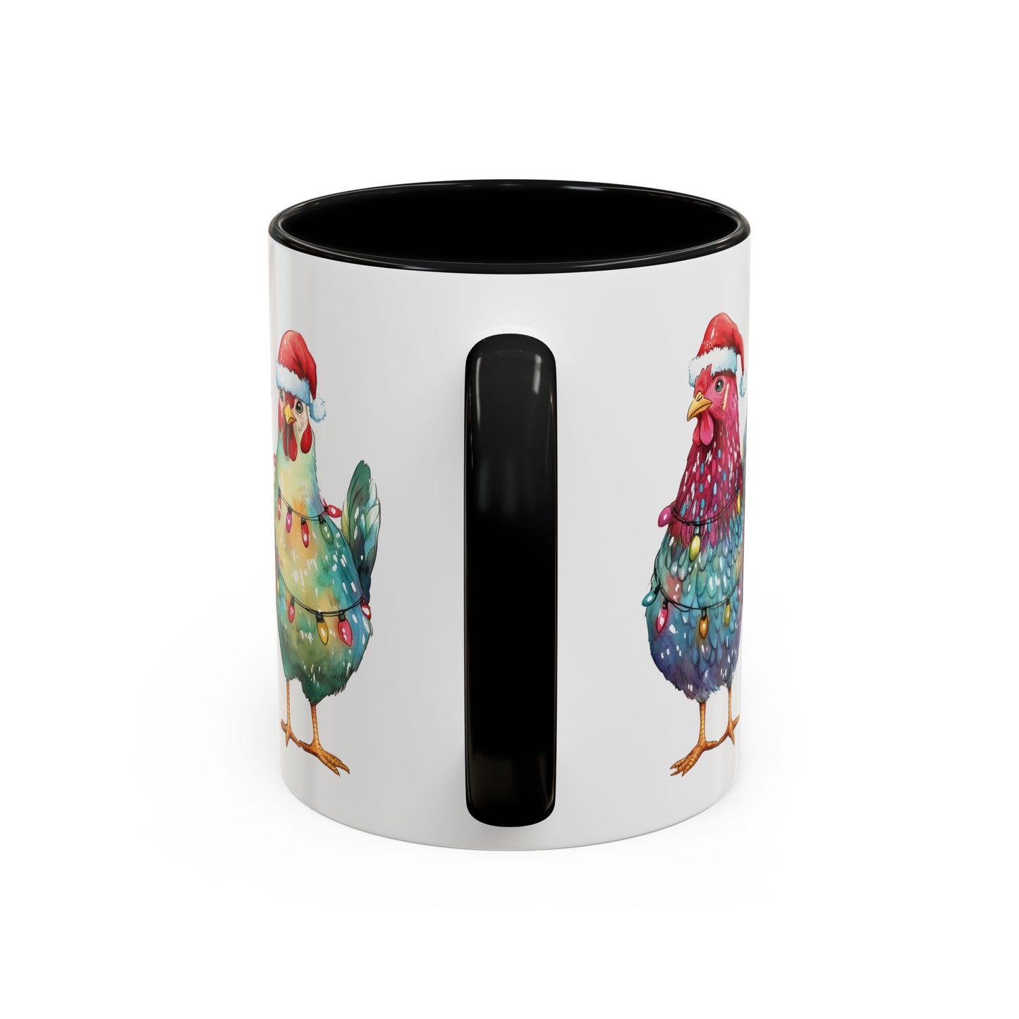 Christmas Chickens Mug - Festive Holiday Chicken Trio Design - Perfect for Farmhouse Christmas Decor