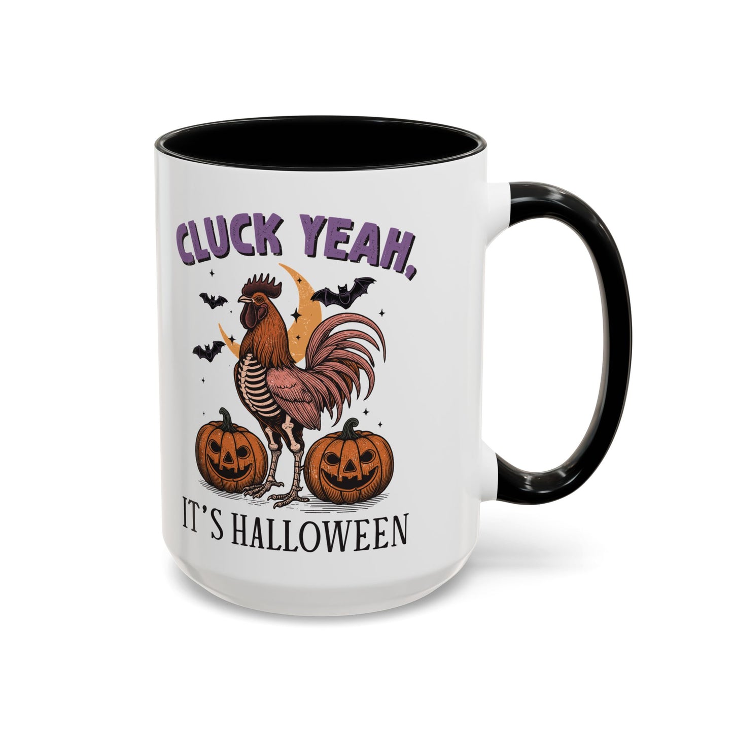 Cluck Yeah, It's Halloween Mug | Funny Rooster Halloween Coffee Cup | Spooky Chicken Design