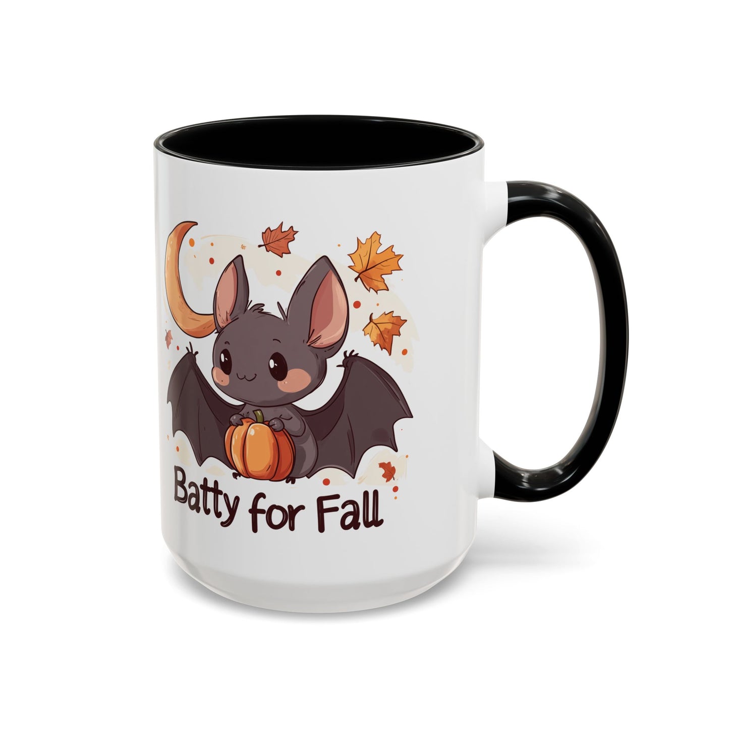 Batty for Fall Ceramic Mug - Adorable Bat and Pumpkin Design - Perfect for Halloween and Autumn Lovers