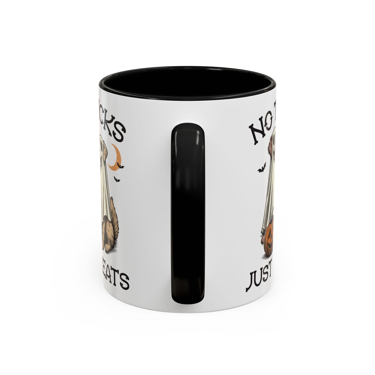 No Tricks Just Treats Halloween Dog Mug | Cute Ghost Dog Coffee Mug | Spooky Season Mug | 11oz and 15oz Ceramic Mug