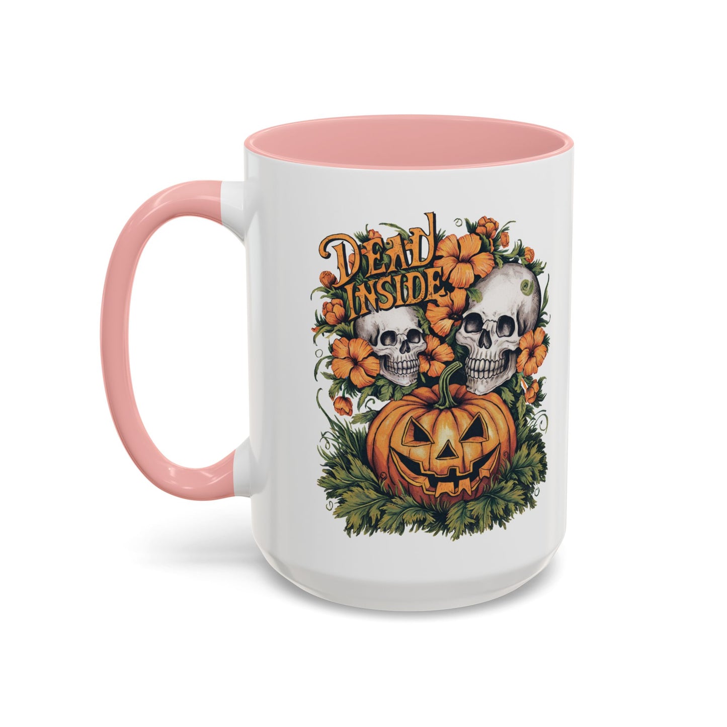 Dead Inside Halloween Mug | Skull and Pumpkin Design | Spooky Gothic Coffee Mug