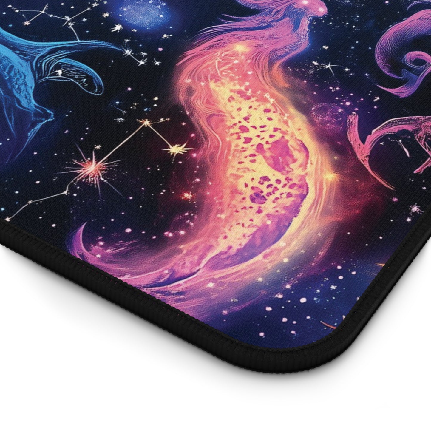 Zodiac Galaxy Desk Mat | Neoprene | Anti-Slip | Vibrant Constellation & Cosmic Design | Office Gaming Decor | 3 Sizes