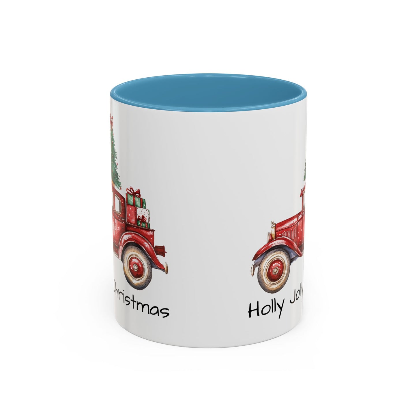 Holly Jolly Christmas Vintage Truck Mug - Vintage Red Truck with Christmas Tree Design - Perfect for Holiday Cheer