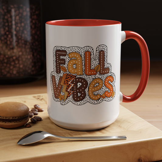 Fall Vibes Autumn Mug | 11oz and 15oz Ceramic Coffee Cup | Cozy and Colorful Fall Design