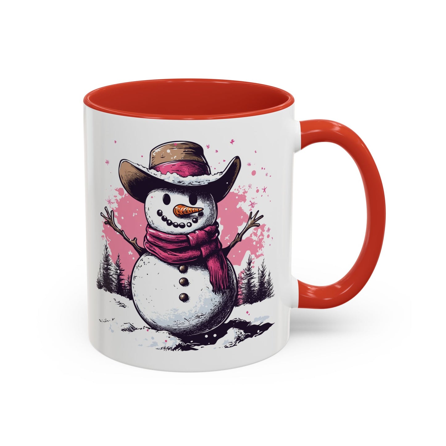 Cowboy Snowman Ceramic Mug - Festive Western Holiday Design - Perfect for Christmas and Winter Fun