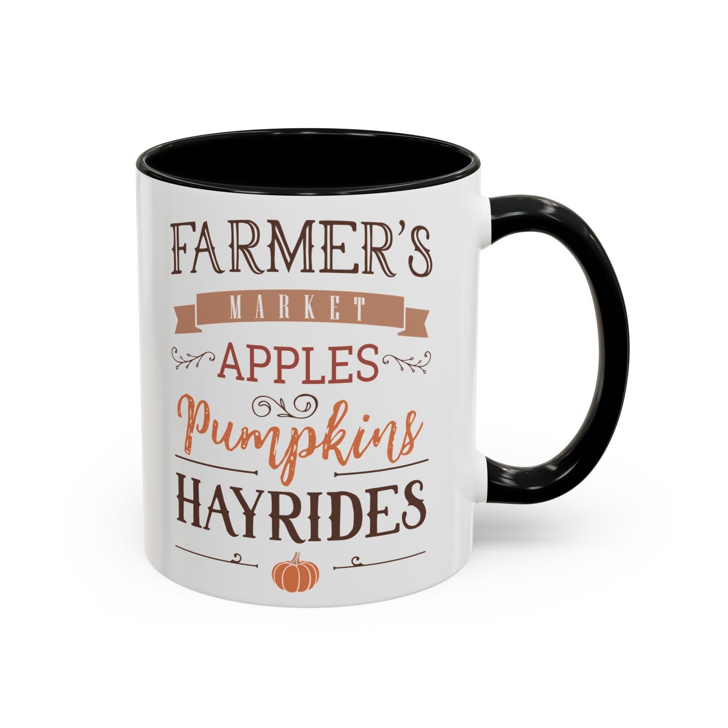 Farmers Market Fall Mug | 11oz and 15oz Ceramic Coffee Cup | Apples, Pumpkins, & Hayrides Autumn Design