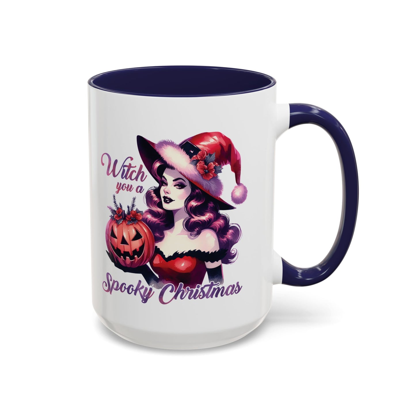 Witch You a Spooky Christmas Mug - Festive Witch and Jack-O'-Lantern Design - Perfect for Halloween and Christmas Lovers