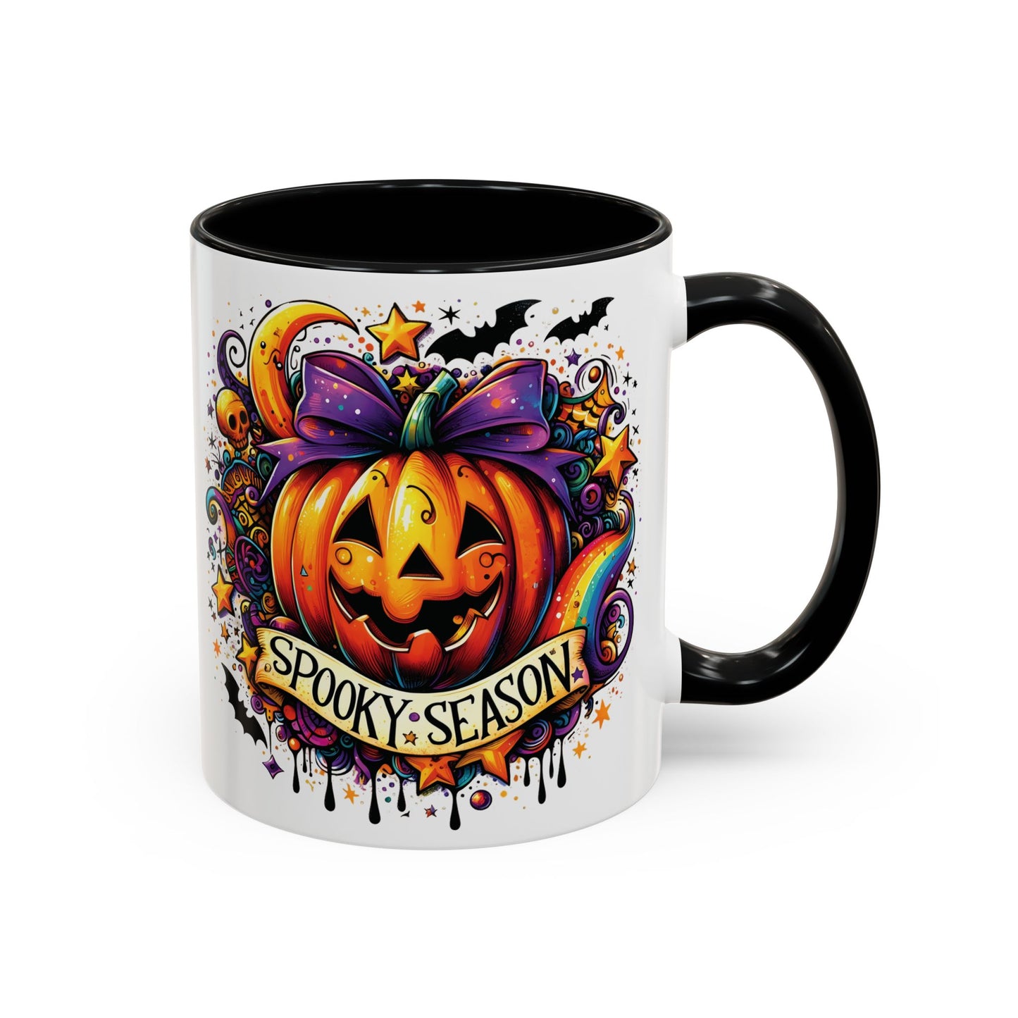 Spooky Season Halloween Mug | Colorful Pumpkin Design | 11oz and 15oz Ceramic Coffee Cup