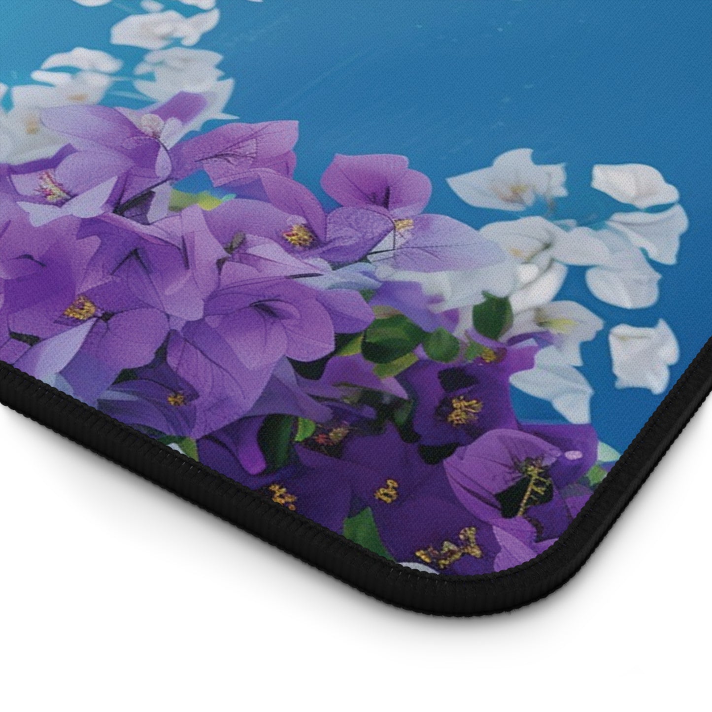 Floral Bliss Desk Mat | Wisteria & Blue Sky Design | Neoprene | Anti-Slip | 3 Sizes | Office Decor