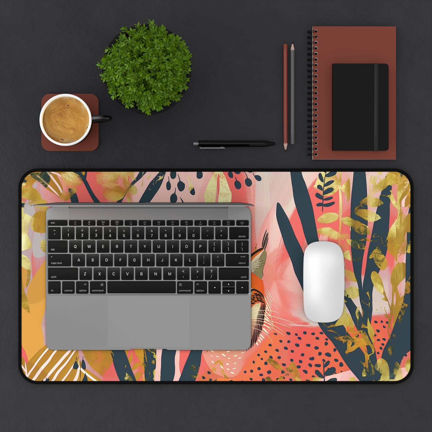 Leopard Jungle Desk Mat | Neoprene Mouse Pad | Anti-Slip Office Desk Mat | 3 Sizes Available