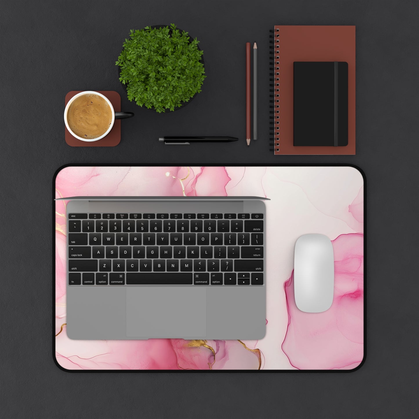 Marble Elegance Computer Desk Mat | Pink Marble Mouse Pad | Anti-Slip Neoprene Desk Mat for Home Office | 3 Sizes Available