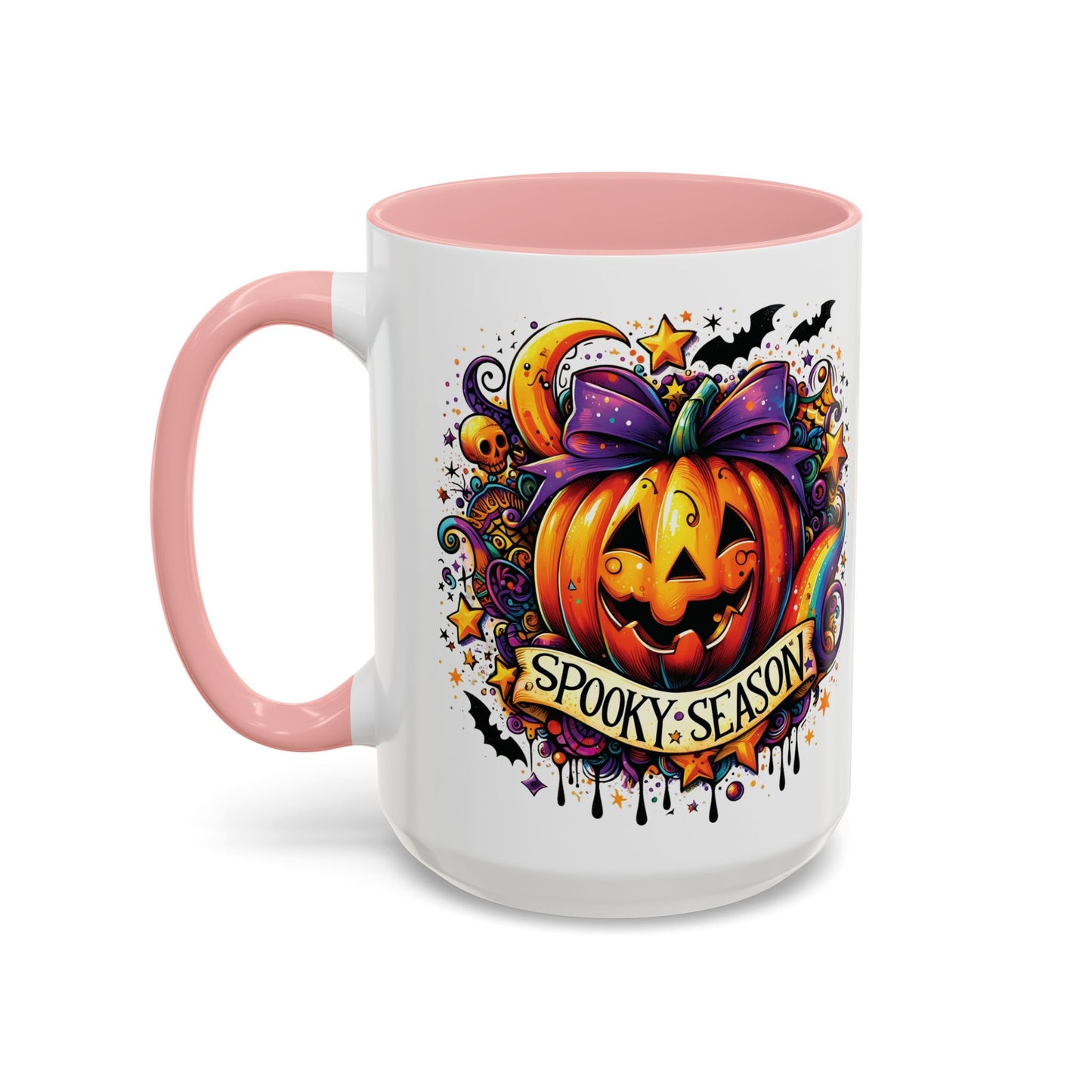 Spooky Season Halloween Mug | Colorful Pumpkin Design | 11oz and 15oz Ceramic Coffee Cup