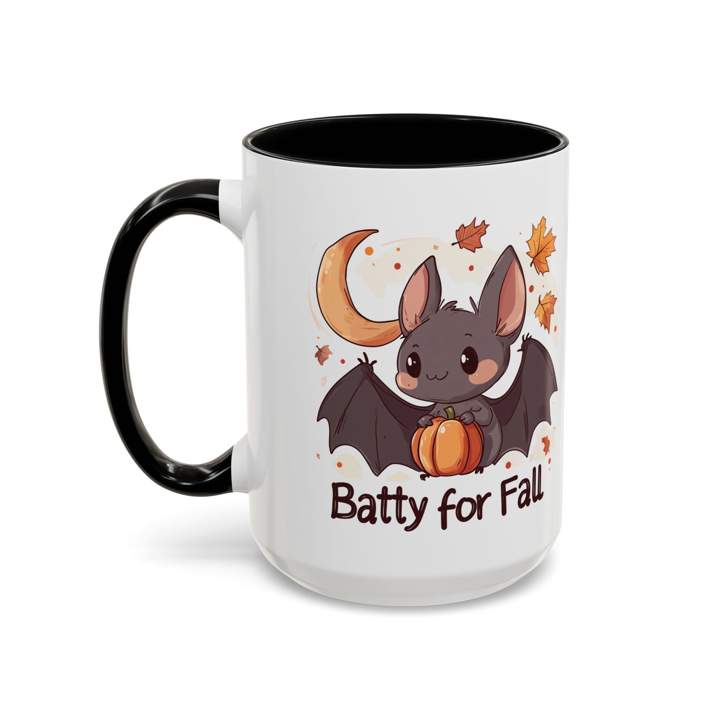 Batty for Fall Ceramic Mug - Adorable Bat and Pumpkin Design - Perfect for Halloween and Autumn Lovers