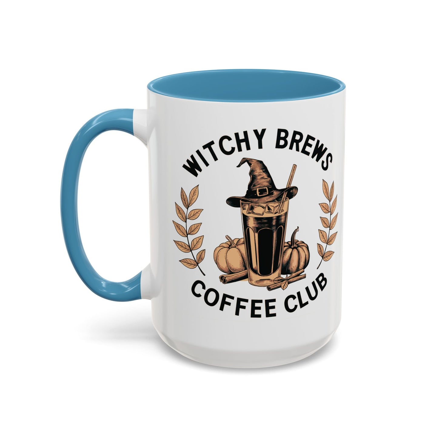 Witchy Brews Coffee Club Mug | Halloween Coffee Mug | Witch Hat and Pumpkin Design | Spooky Fall Drinkware