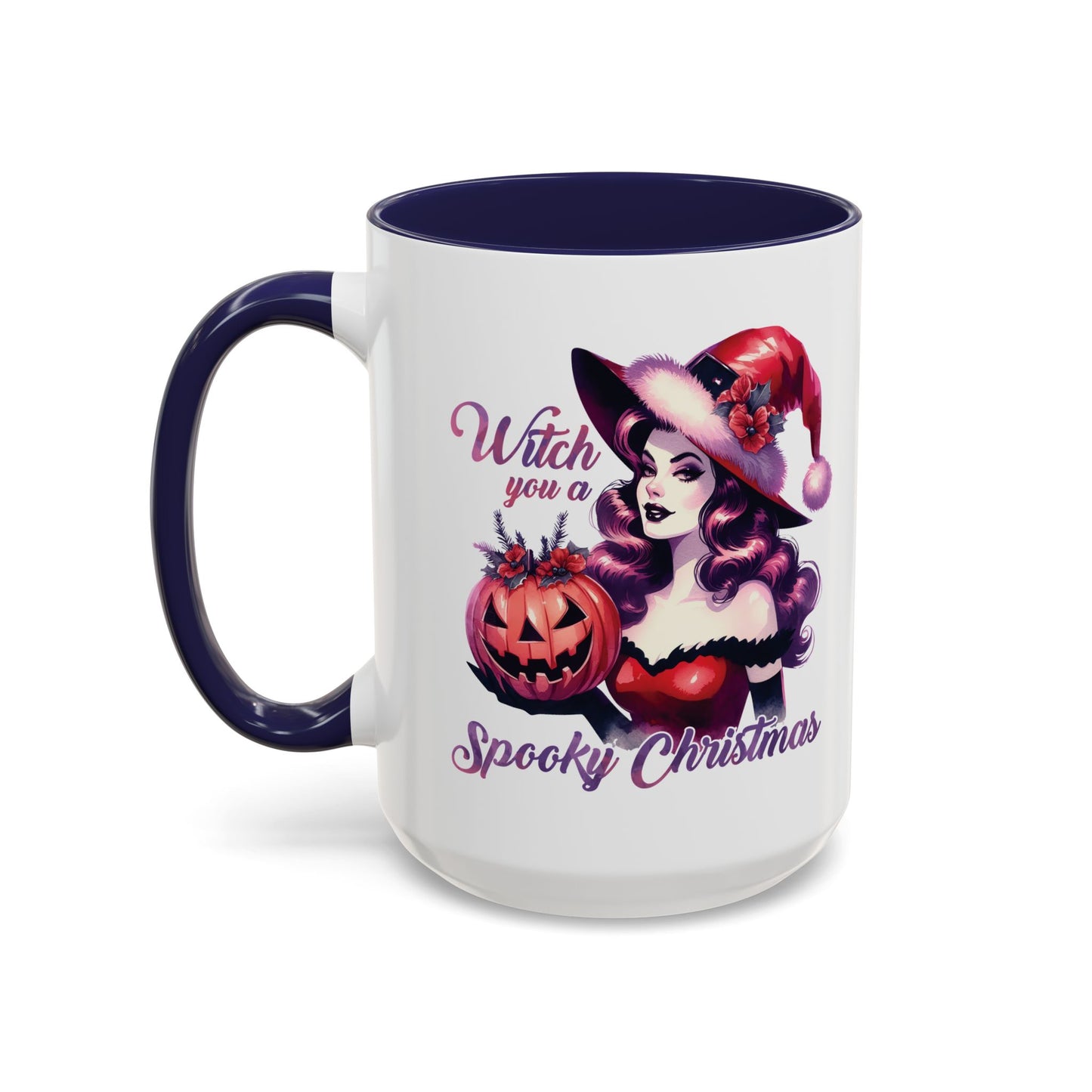 Witch You a Spooky Christmas Mug - Festive Witch and Jack-O'-Lantern Design - Perfect for Halloween and Christmas Lovers