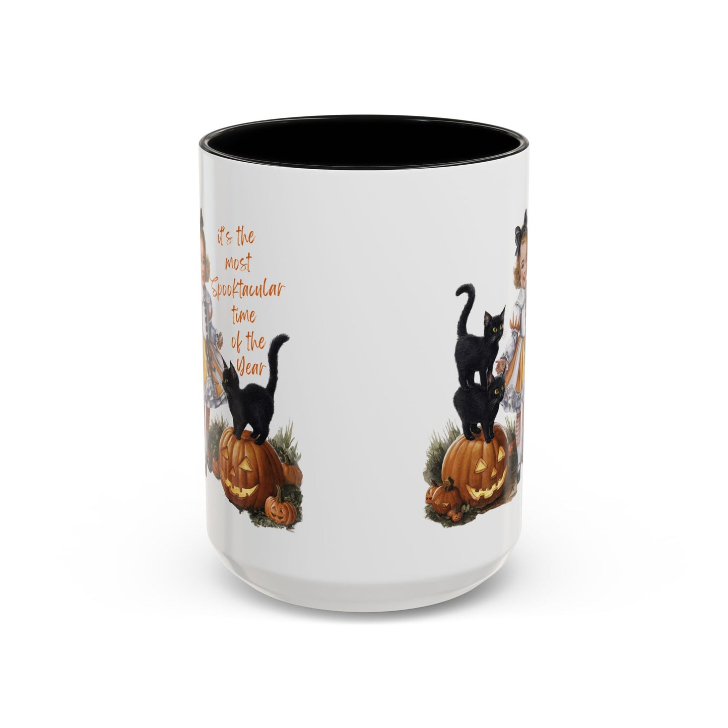 Most Spooktacular Time of the Year Mug | Vintage Halloween Girl with Black Cats and Pumpkins | Halloween Coffee Mug | Fall Drinkware