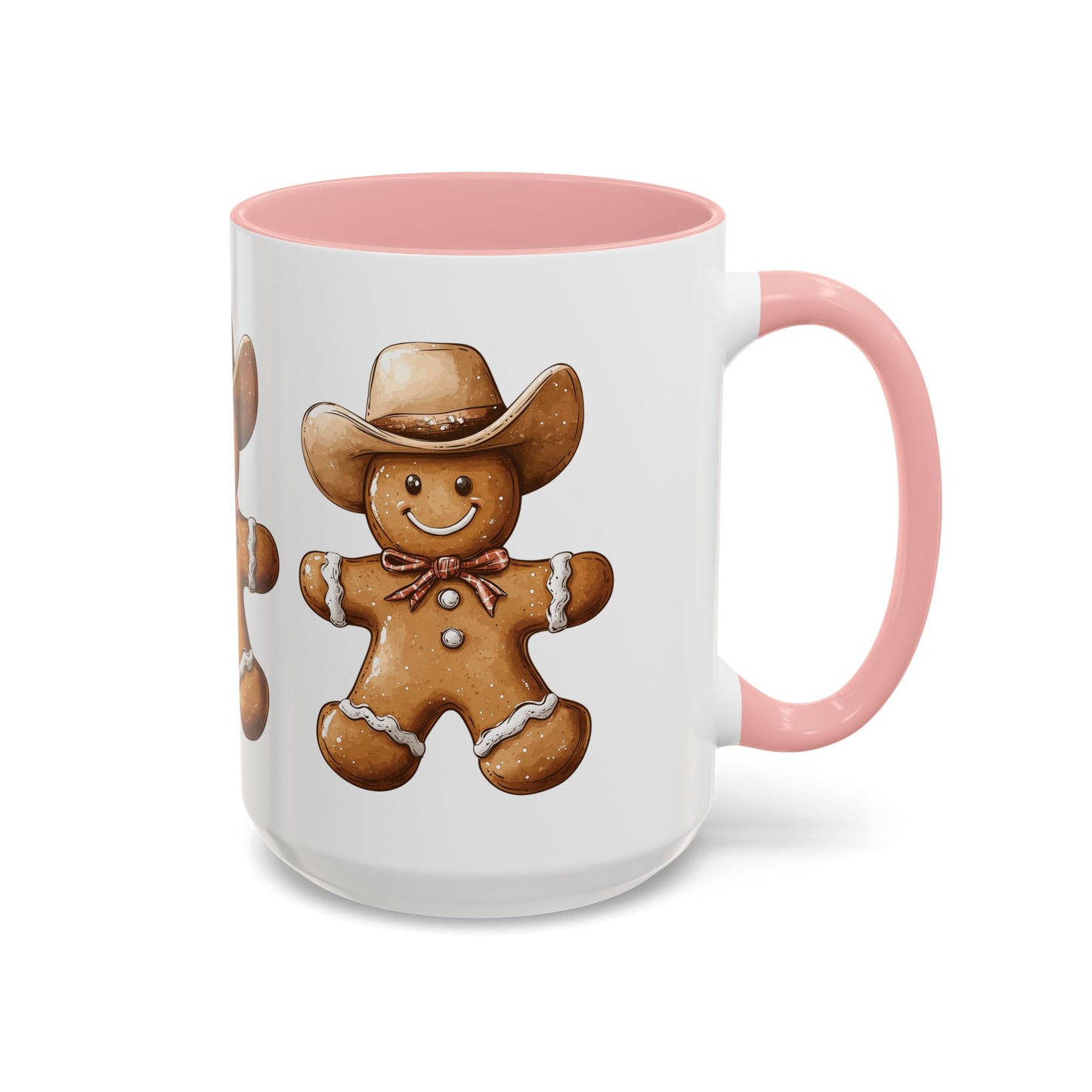 Cowboy Gingerbread Man Tan Hat Ceramic Mug - Festive Western Holiday Design - Perfect for Christmas and Cookie Lovers