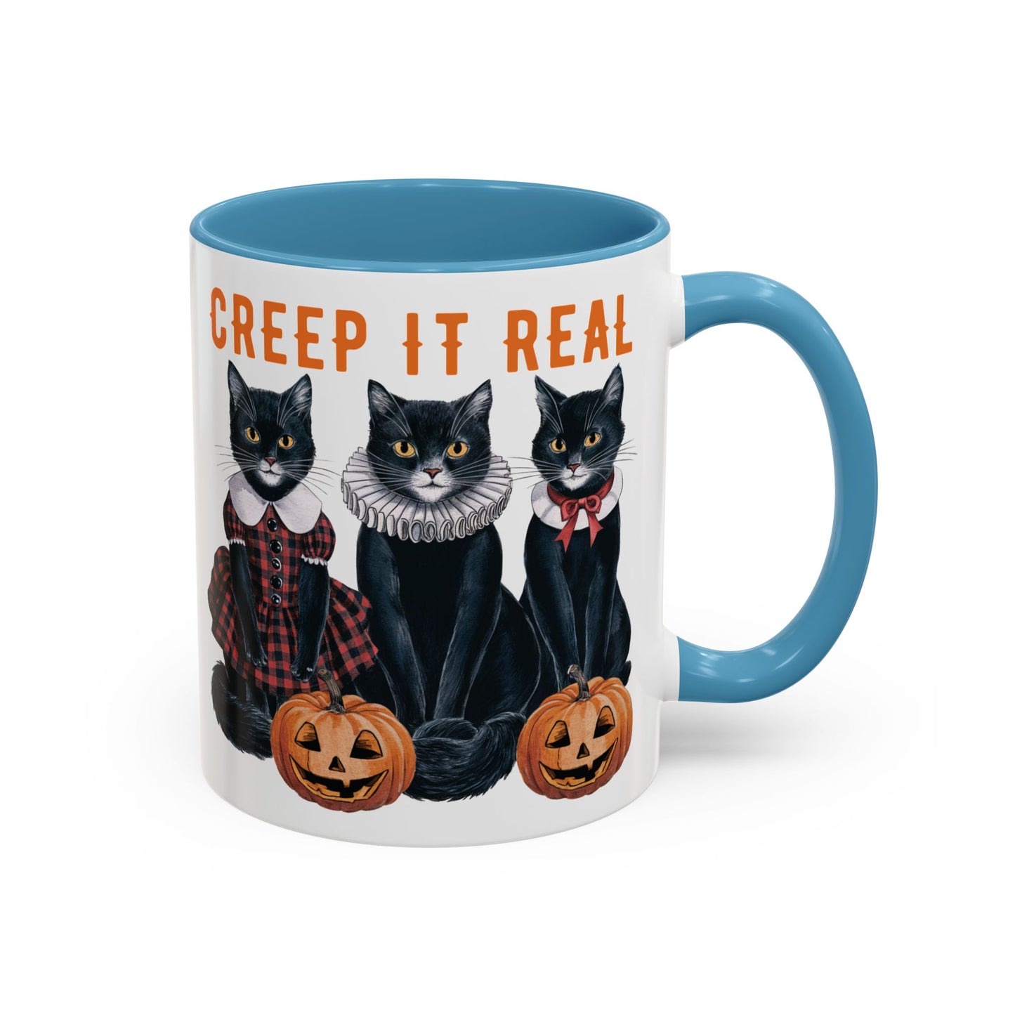 Creep It Real Halloween Mug | Black Cat and Pumpkin Design | Halloween Coffee Mug | Fall Drinkware