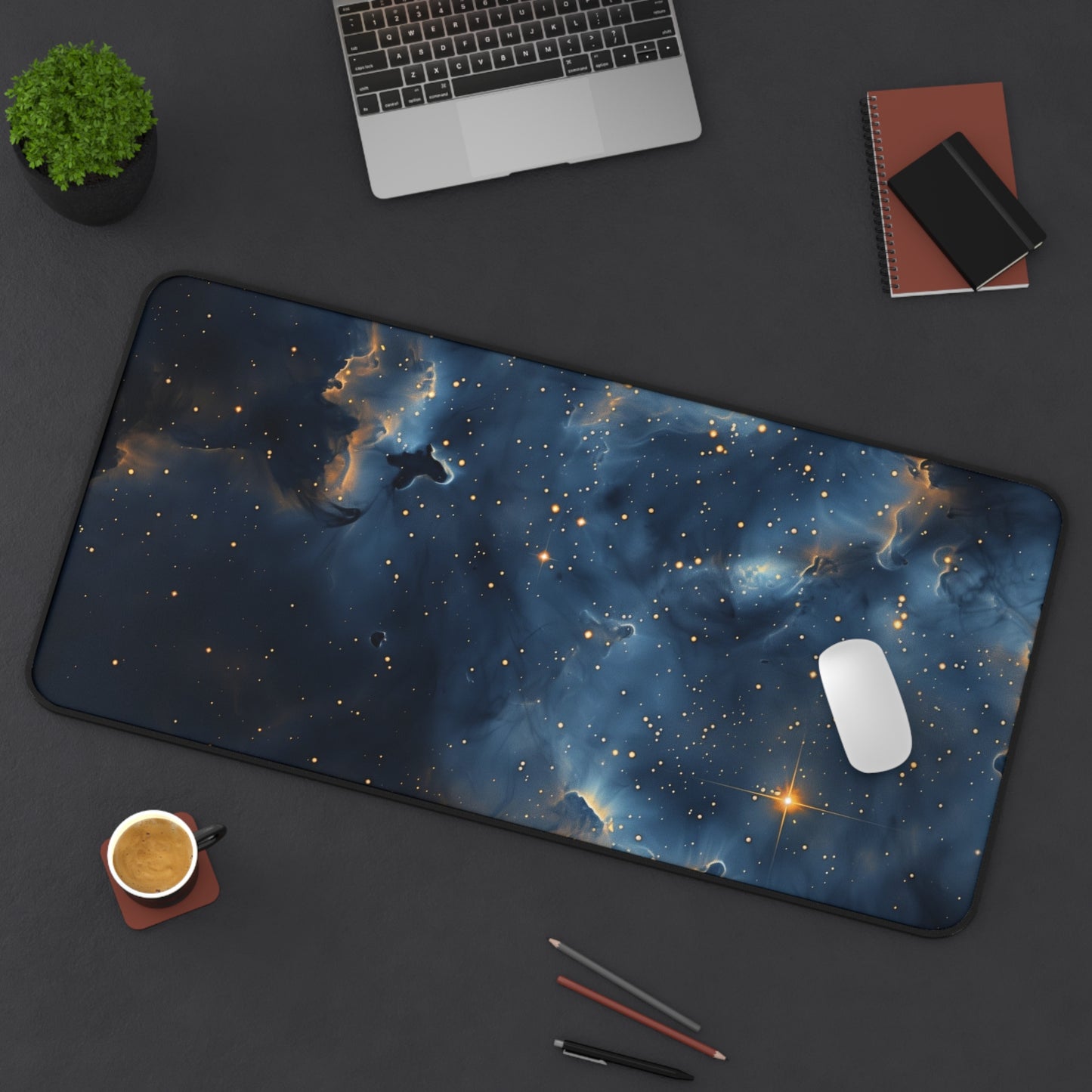 Cosmic Nebula Computer Desk Mat | Deep Space Mouse Pad | Anti-Slip Neoprene Desk Mat for Home Office | 3 Sizes Available