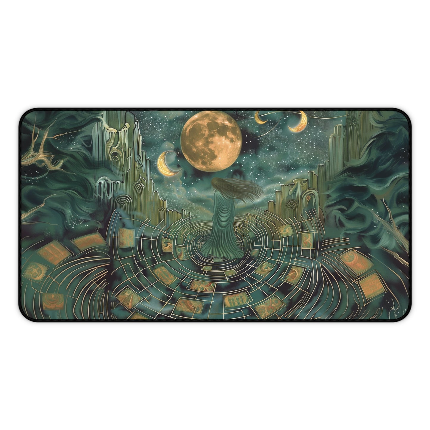 Mystical Moon Goddess Desk Mat | Enchanted Night Design | Neoprene | Anti-Slip | 3 Sizes | Office Decor