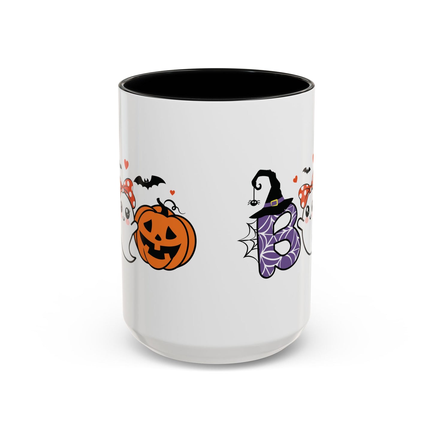 Cute Boo Halloween Mug | 11oz and 15oz Ceramic Coffee Cup | Adorable Ghost, Pumpkin and Witch Hat Design