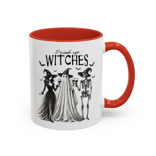 Spooky Squad Wine Night Mug - Witch, Ghost, and Skeleton Design - Perfect for Halloween Vibes