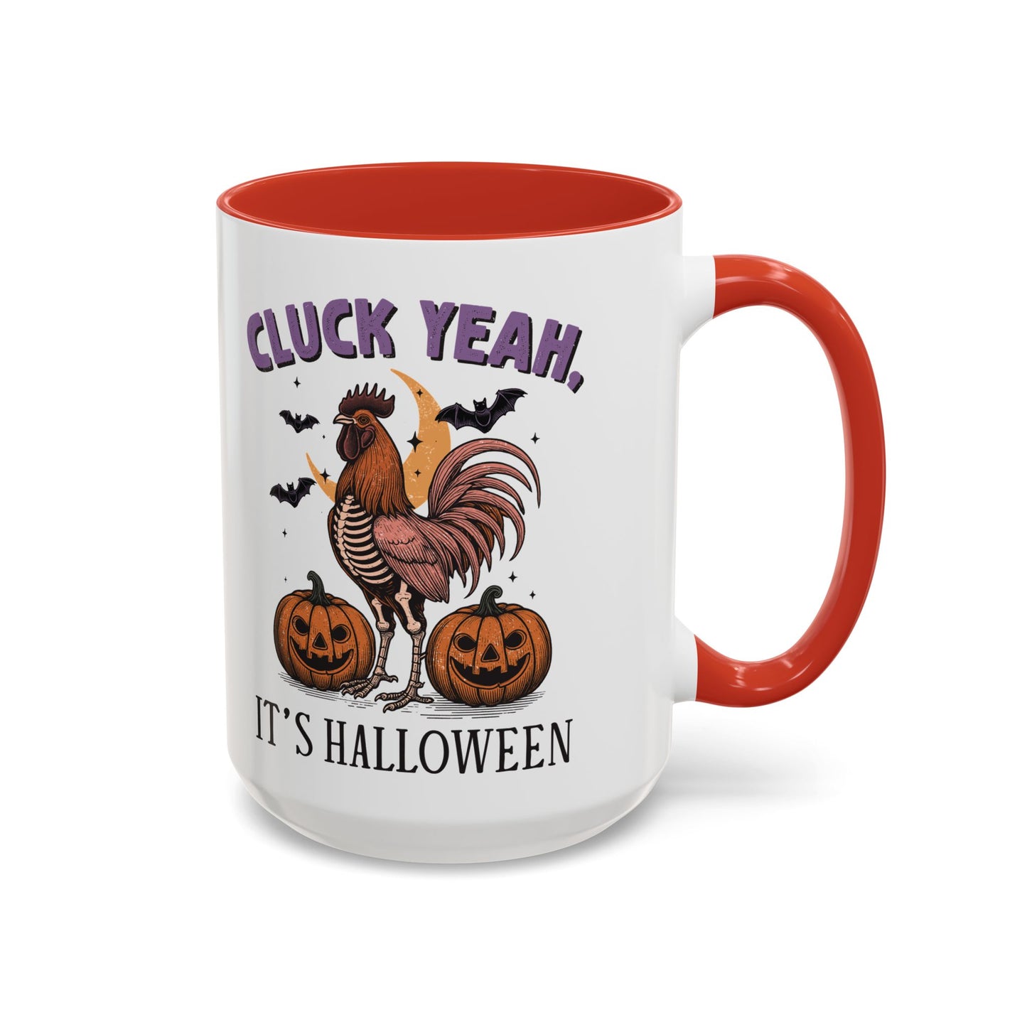 Cluck Yeah, It's Halloween Mug | Funny Rooster Halloween Coffee Cup | Spooky Chicken Design