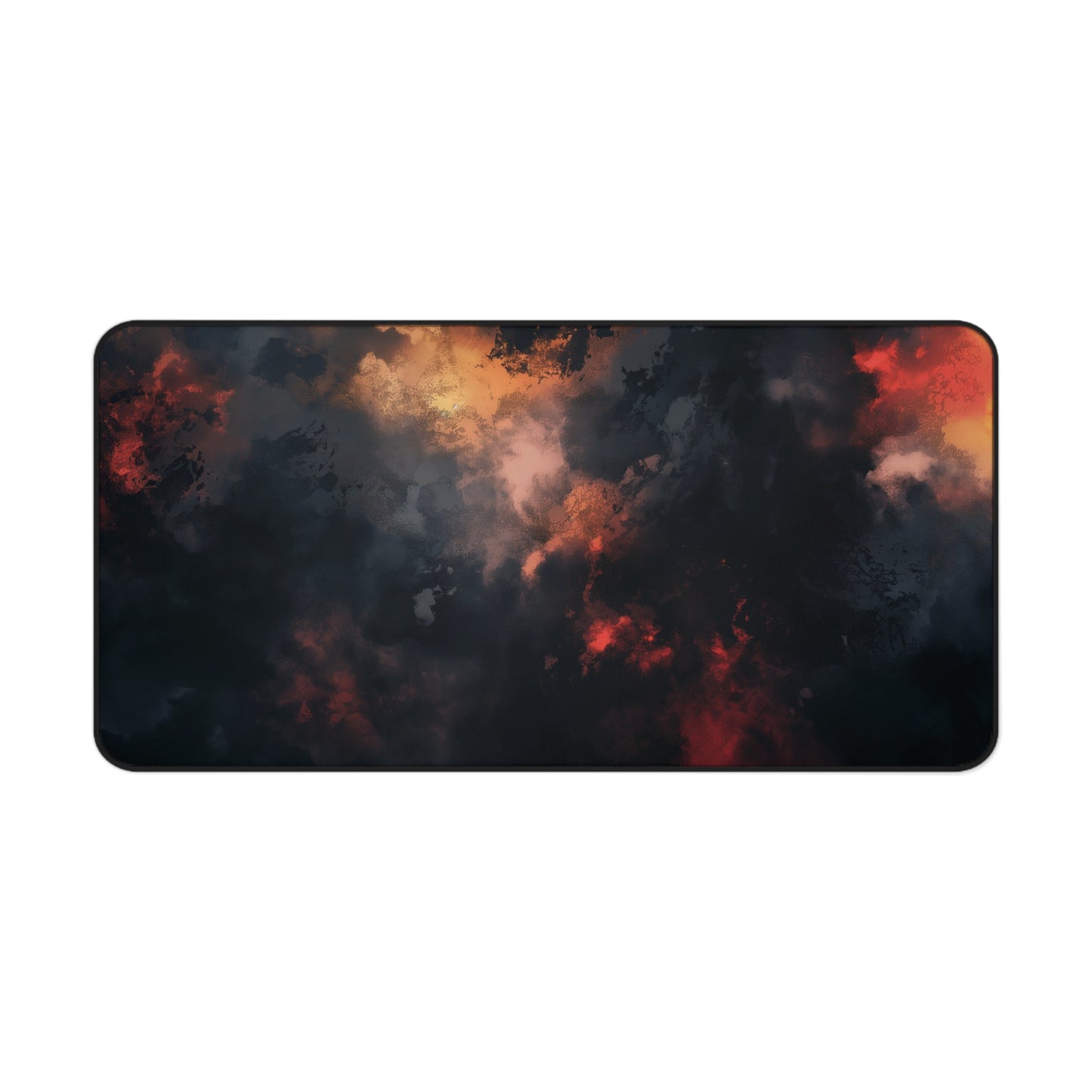 Abstract Firestorm Desk Mat | Dark Red and Black Neoprene | Anti-Slip | 3 Sizes | Office Decor