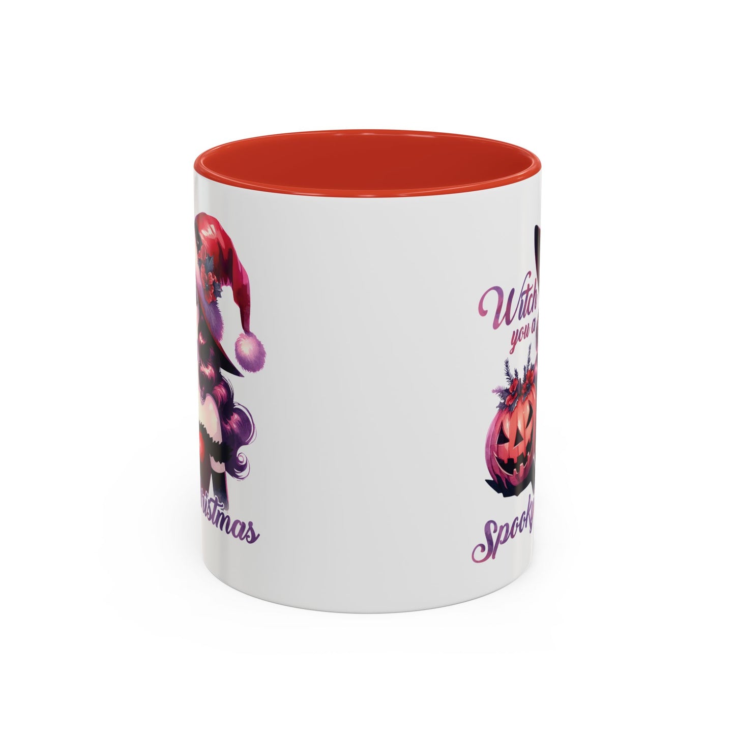 Witch You a Spooky Christmas Mug - Festive Witch and Jack-O'-Lantern Design - Perfect for Halloween and Christmas Lovers