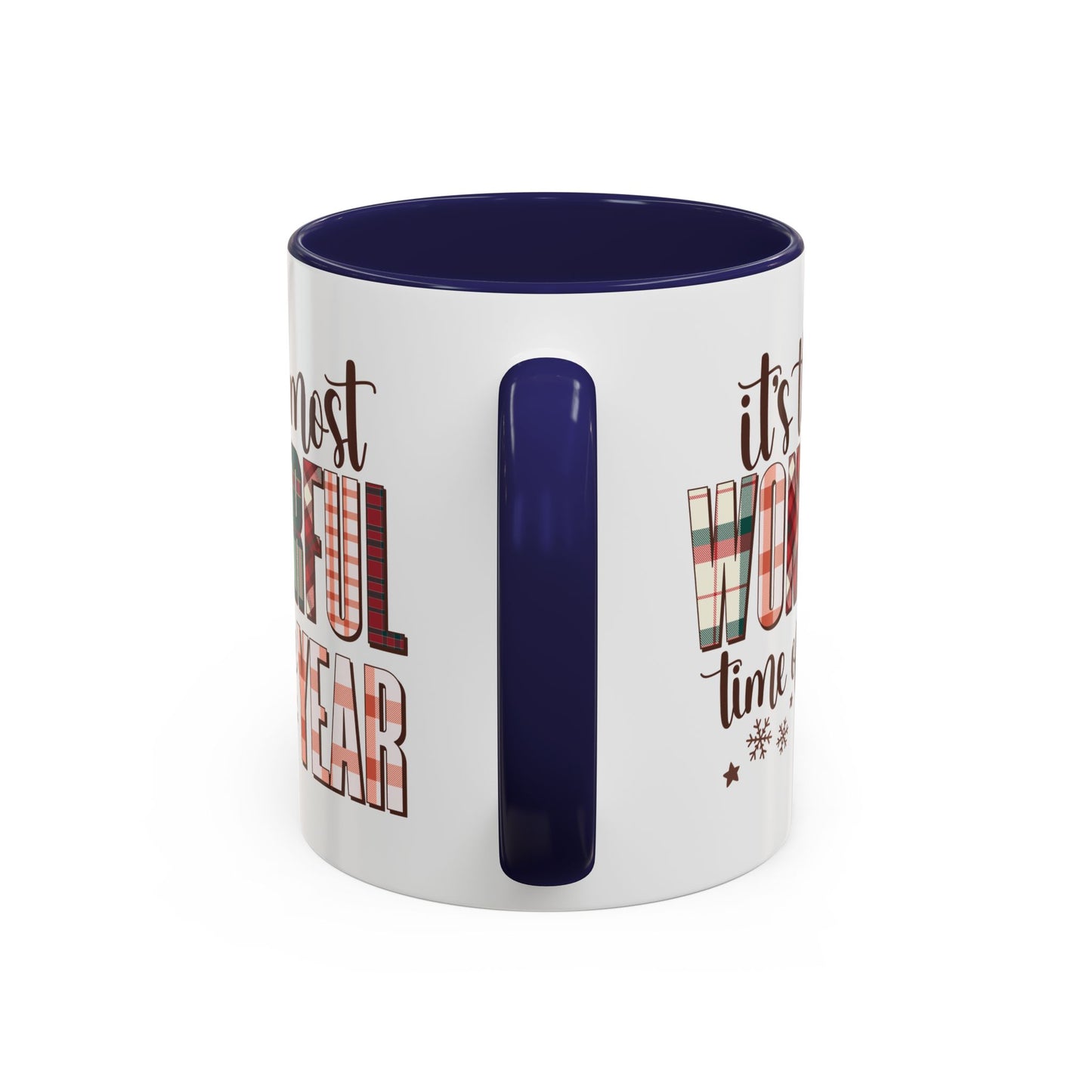 It's the Most Wonderful Time of the Year Christmas Mug | Plaid Text Holiday Design | Festive Winter Coffee Mug