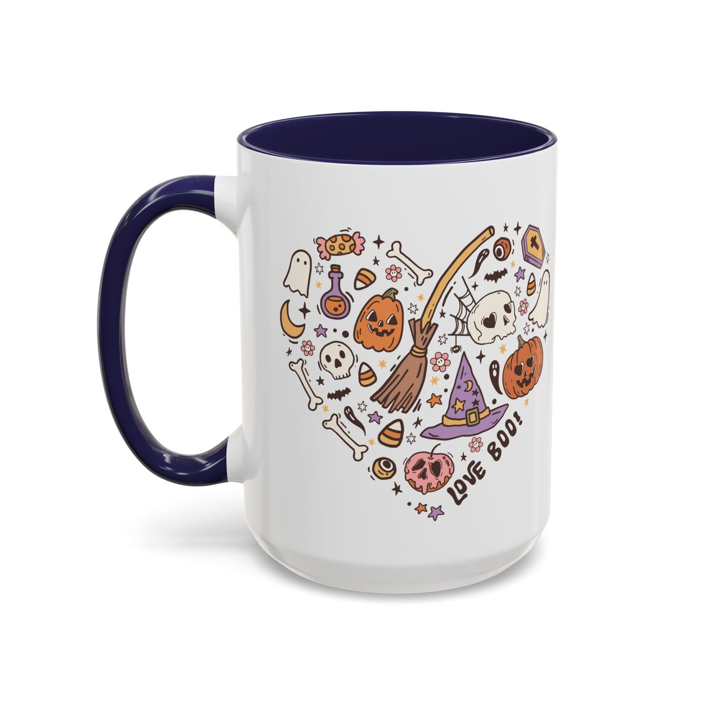 Love Boo! Halloween Mug | 11oz and 15oz Ceramic Coffee Cup | Spooky Heart Design