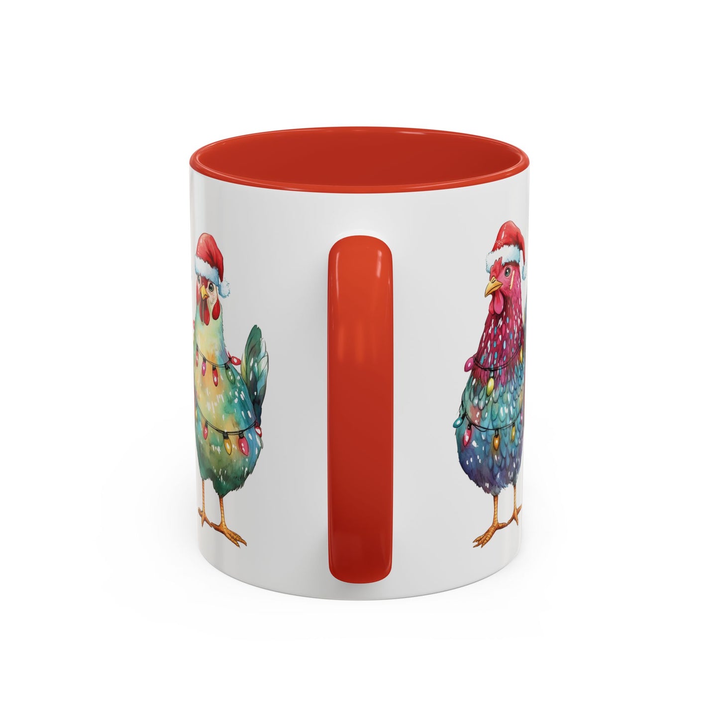 Christmas Chickens Mug - Festive Holiday Chicken Trio Design - Perfect for Farmhouse Christmas Decor