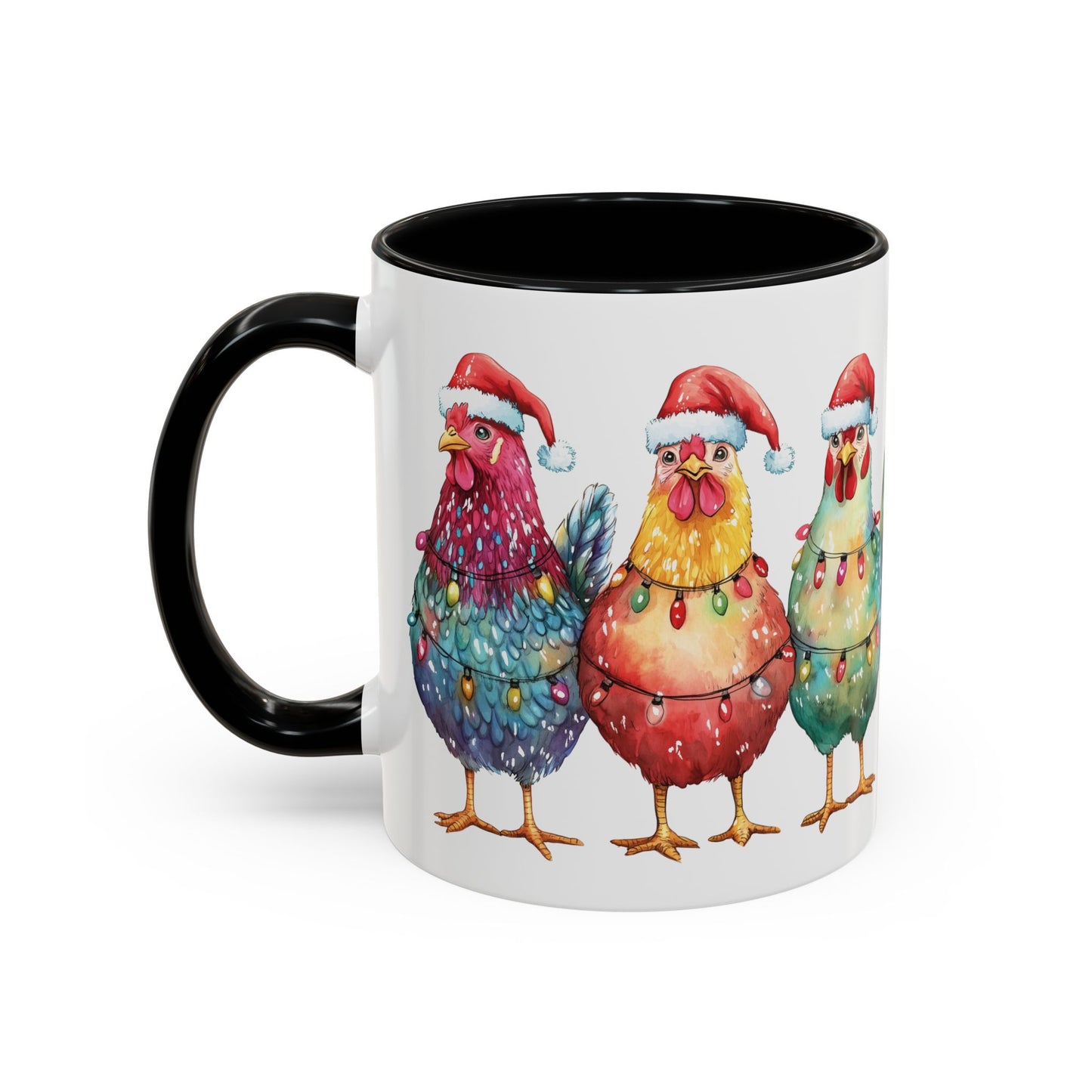 Christmas Chickens Mug - Festive Holiday Chicken Trio Design - Perfect for Farmhouse Christmas Decor