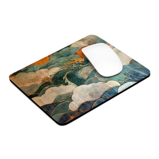 Ancient Dragon in the Clouds Design Personalized Mouse Pad - Custom Round or Rectangle Neoprene Mousepad with Non-Slip Rubber Bottom