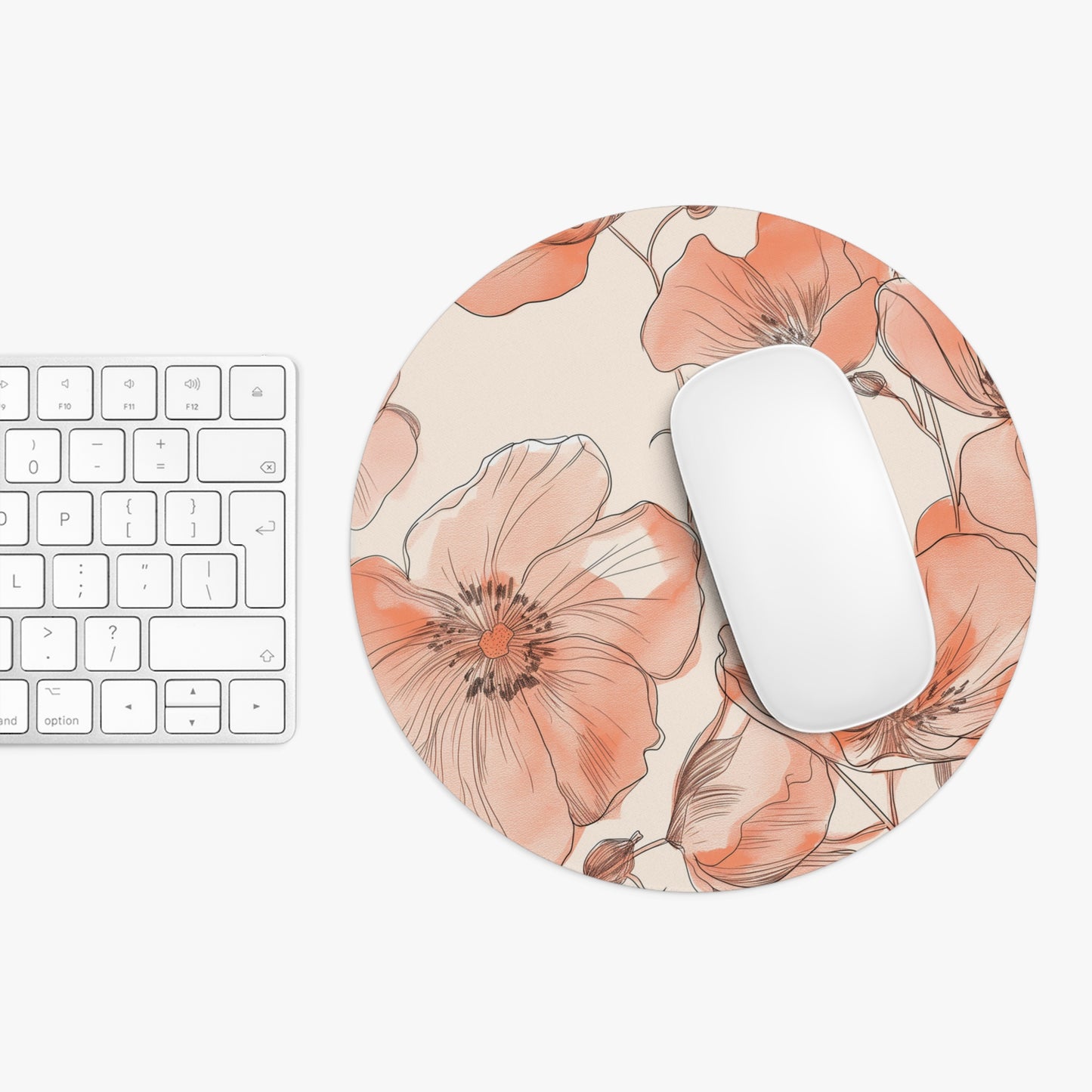 Floral Elegance Design Personalized Mouse Pad - Custom Round or Rectangle Neoprene Mousepad with Non-Slip Rubber Bottom