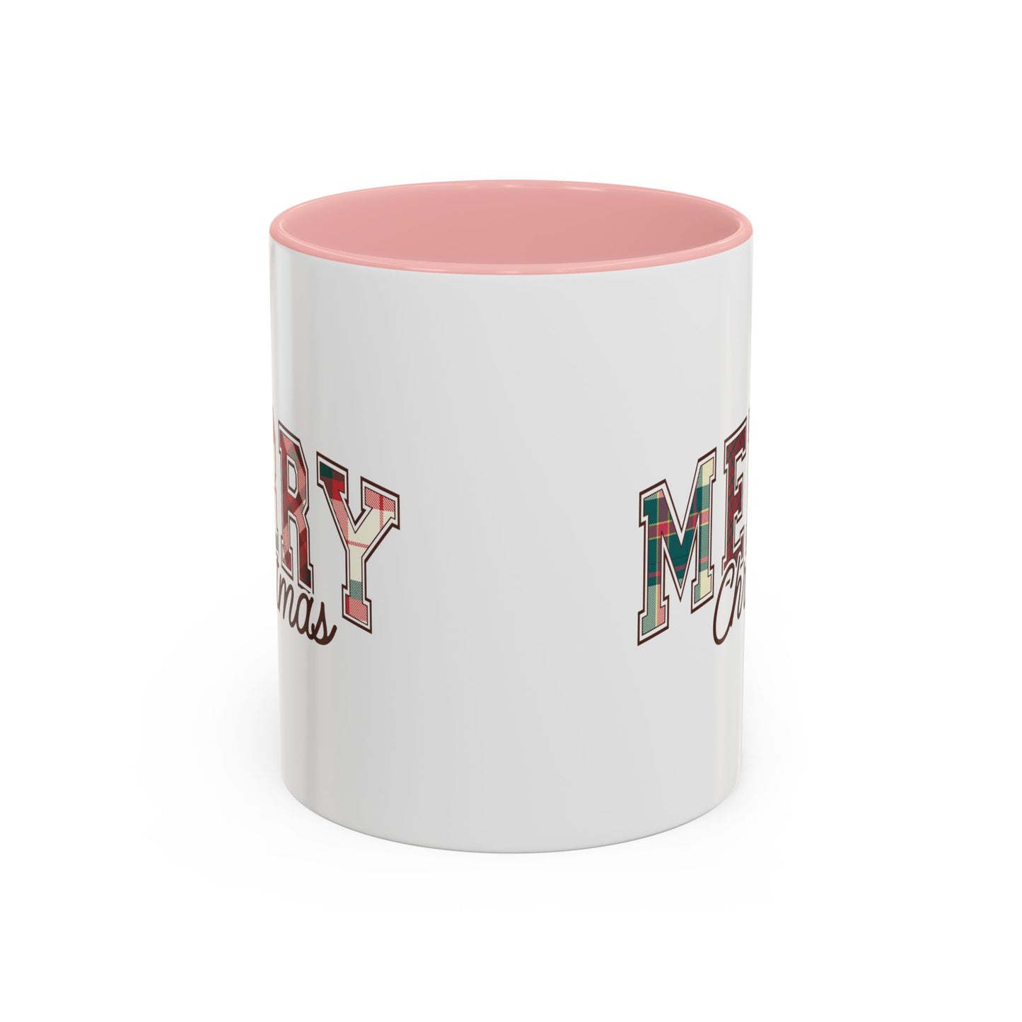 Merry Christmas Mug | Plaid Holiday Text Design | Festive Coffee Cup