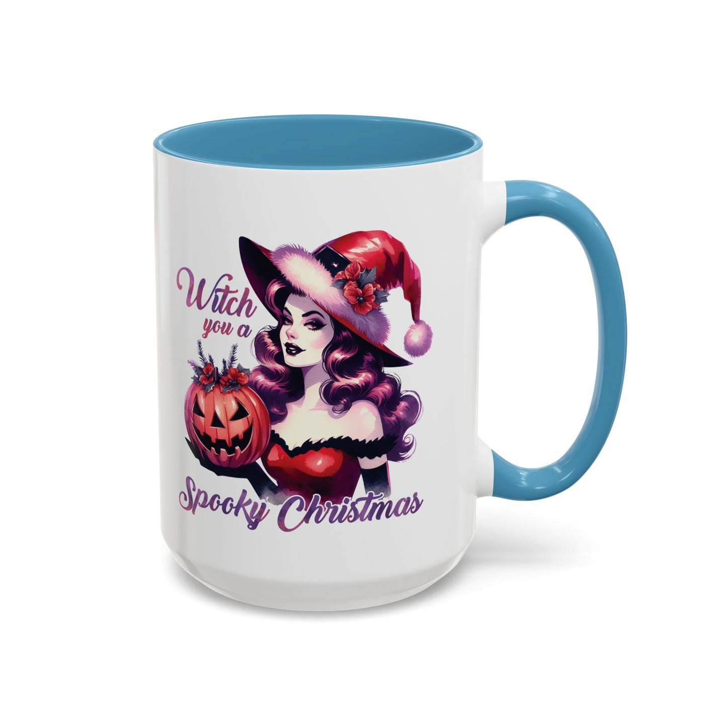 Witch You a Spooky Christmas Mug - Festive Witch and Jack-O'-Lantern Design - Perfect for Halloween and Christmas Lovers