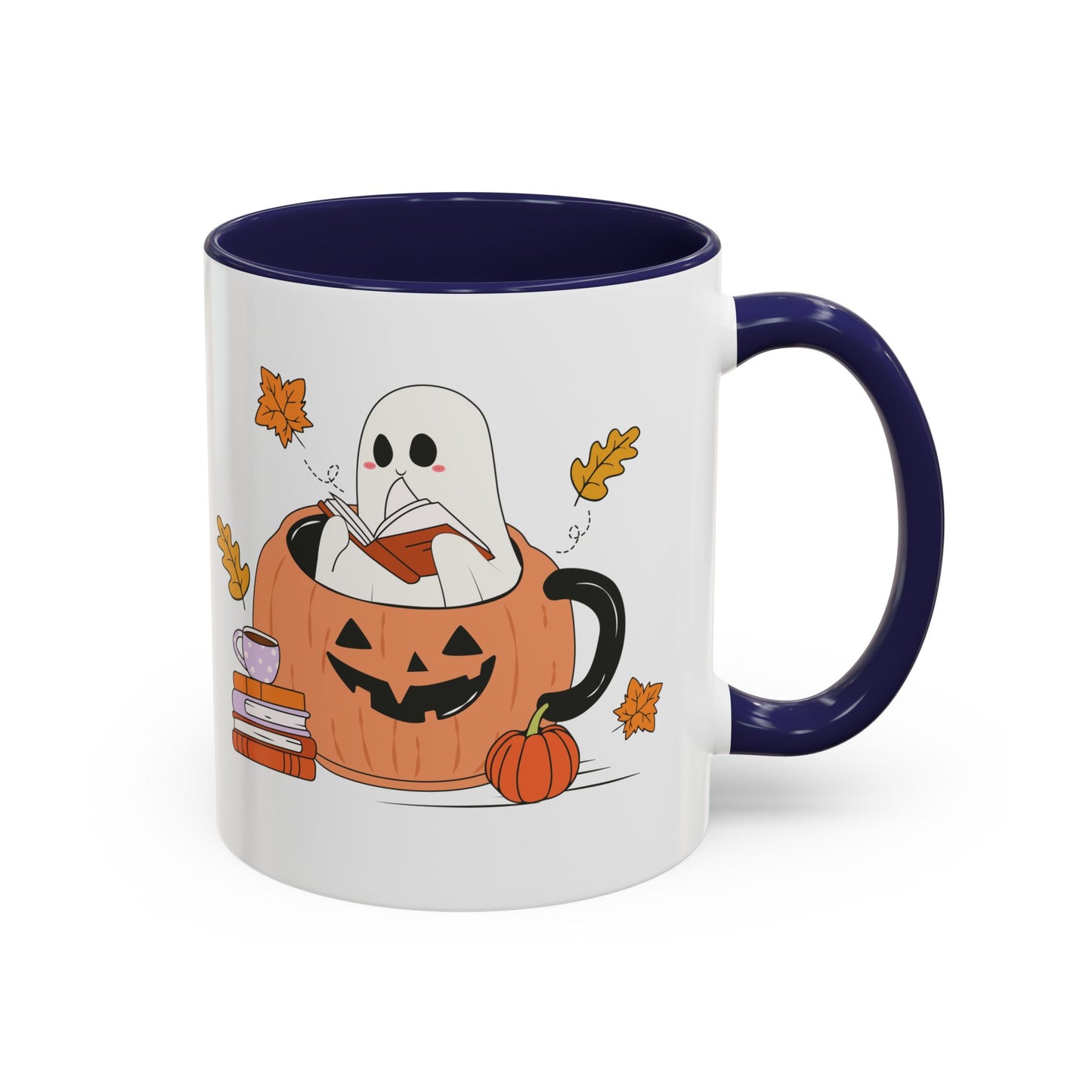 Cozy Ghost in Pumpkin Mug | 11oz and 15oz Ceramic Coffee Cup | Cute Autumn & Halloween Design