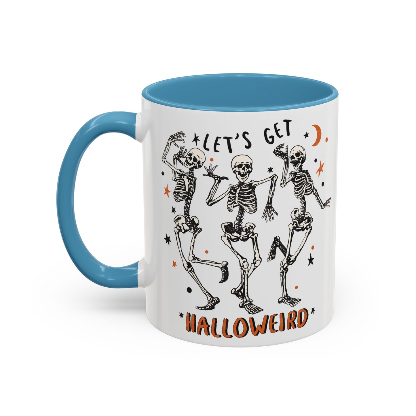 Lets Get Halloweird Halloween Mug | Dancing Skeleton Design | Funny Spooky Coffee Mug | Fall Drinkware | Unique Halloween Gift