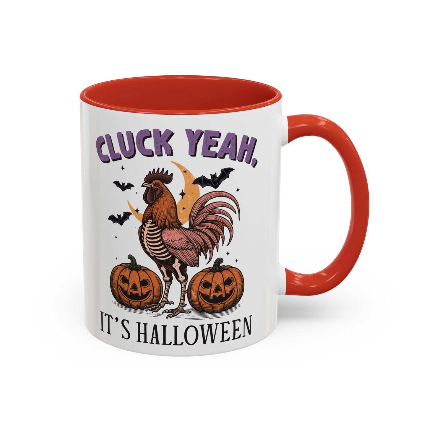 Cluck Yeah, It's Halloween Mug | Funny Rooster Halloween Coffee Cup | Spooky Chicken Design