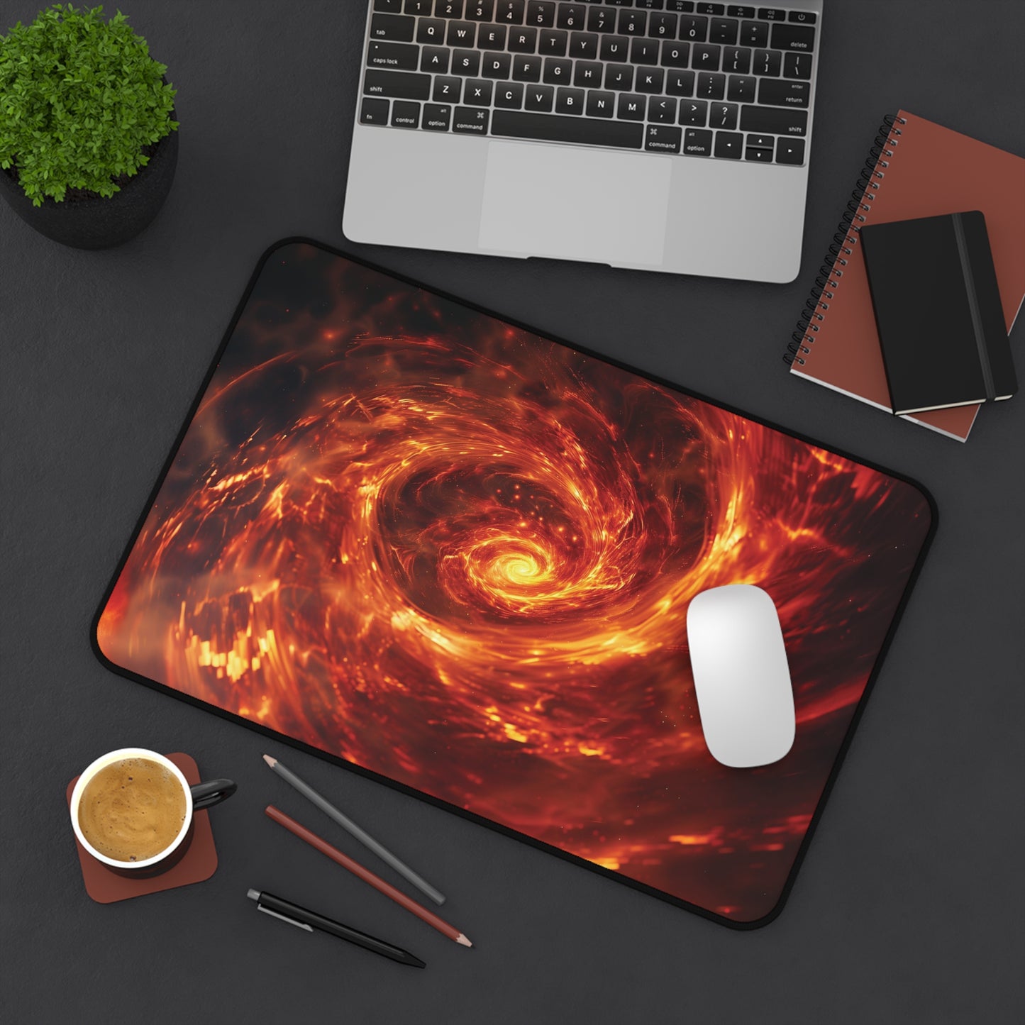 Fiery Vortex Desk Mat | Neoprene | Anti-Slip | 3 Sizes