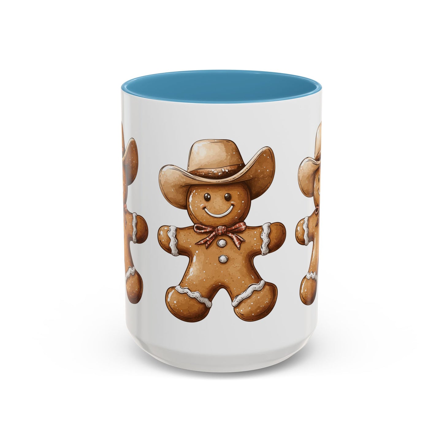 Cowboy Gingerbread Man Tan Hat Ceramic Mug - Festive Western Holiday Design - Perfect for Christmas and Cookie Lovers