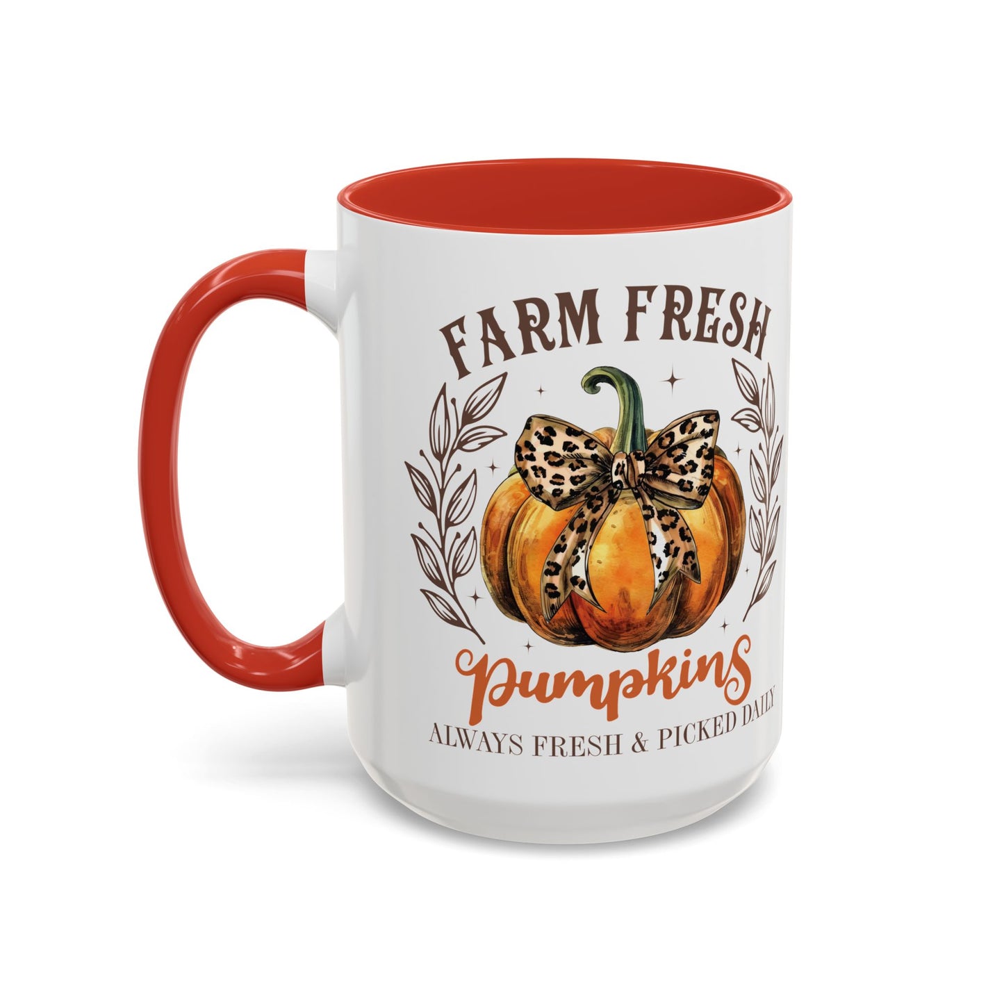 Farm Fresh Pumpkins Fall Mug | 11oz and 15oz Ceramic Coffee Cup | Rustic Autumn Pumpkin Design