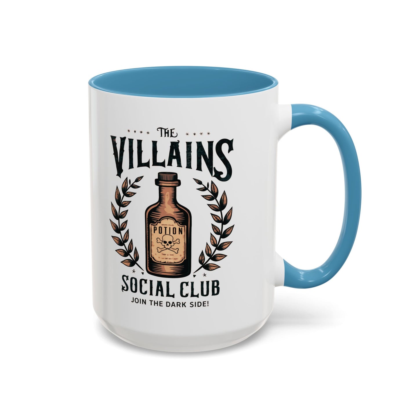 Villains Social Club Mug | Halloween Potion Bottle Design | Join the Dark Side Coffee Mug | Spooky Fall Drinkware